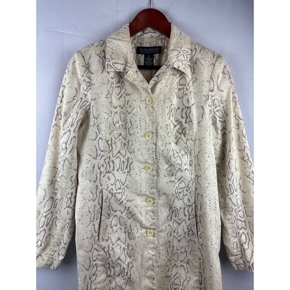 Snake Print Button-Up Jacket Dialogue Size 6 Womens Cotton & Spandex Blend - Picture 1 of 4